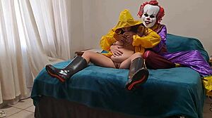 Cum whore eats pennywise cum from her pussy with a spoon
