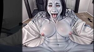 maneater muscle milf in furry shark costume poses