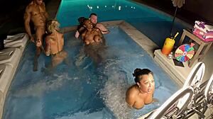 Deliah grace krystal davis and lyric sky had a wild hot tub orgy together