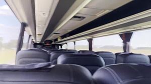 Quick blowjob and swallow happens on the bus
