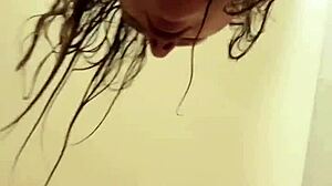 face sitting as she jerks my cock in the shower