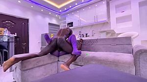 Big black balls slap wet pussy in hard missionary