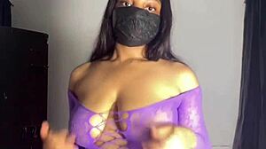 spread my legs to touch myself in this purple fishnet because being home alone is boring