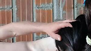 Latina bride kisses friend and gets dominated