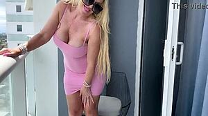 Beautiful Blonde Shows Her Curves In Tiny 18+ Pink Dress