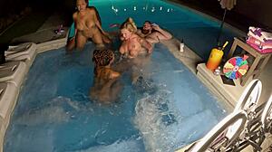 Deliah grace krystal davis and lyric sky had a wild hot tub orgy together