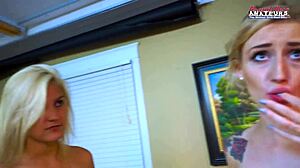 Kinky blonde coeds bailey and olyssia enjoy sucking their twats and a dick