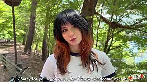 busty stranger on bicycle gets anal help
