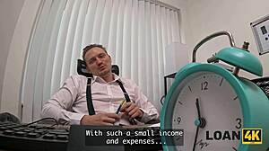 young student seduces loan officer with her big natural tits