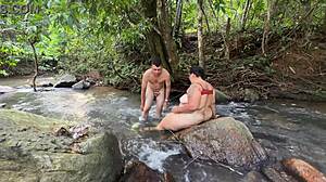 sex in the jungle outdoors feels incredible with big cock