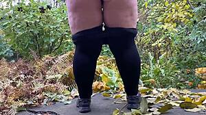 Hot mature woman pees in standing position