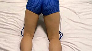 Gym girl workout on bed during her off day