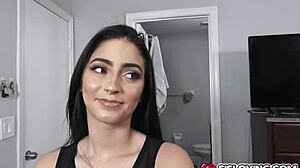 Hardcore smoker sucking stepbros massive cock deep throat