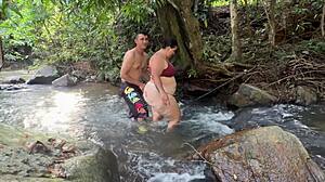 sex in the jungle outdoors feels incredible with big cock