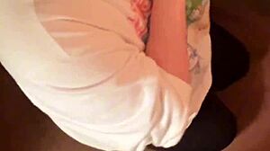 I make this caged cuck watch me suck a huge cock