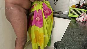 Maid Cleans Kitchen Thoroughly Before Preparing Evening Meal For Guests
