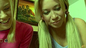 blonde teen taida v in lesbian play with friend