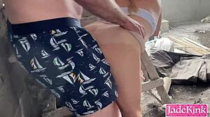 exhibitionist couple getting kinky and fucking outdoor
