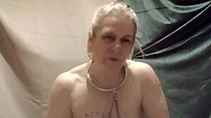 french slave whips herself and pees in homemade session