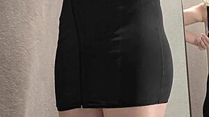busty blonde teases nipples while trying outfits without bra