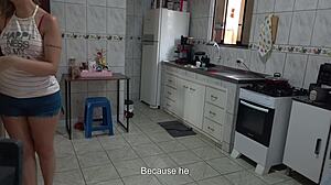 A maid agrees to work naked for some extra cash