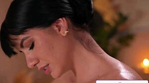 busty latina rides in oily massage