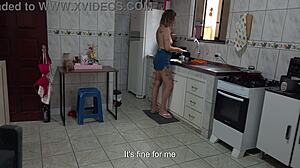 A maid agrees to work naked for some extra cash