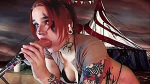 deep and passionate throat blowjob from a redhead cosplayer