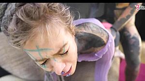Tattooed hippies anal fucking with big toy and get fuck by real big cock